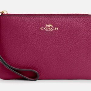 Coach Fuchsia Leather Wristlet